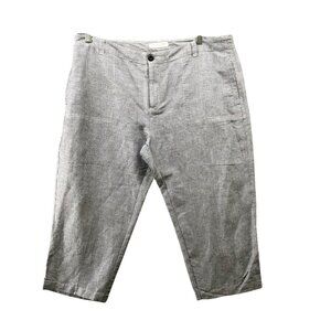 Coldwater Creek Linen Blend Capri Pants Womens Size 16 Blue White Stripe Coastal